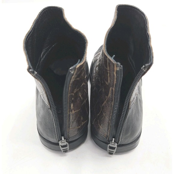 Cydwoq Ankle Boots Women's Size 11 Component Black Brown Leather Back Zip Flats - Picture 10 of 15